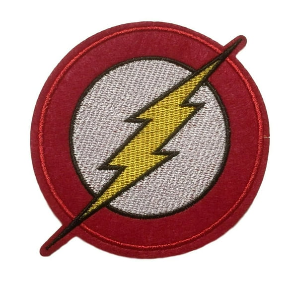 The Flash Lightning Bolt Logo 4 Inches In Diameter Embroidered Iron On Patch
