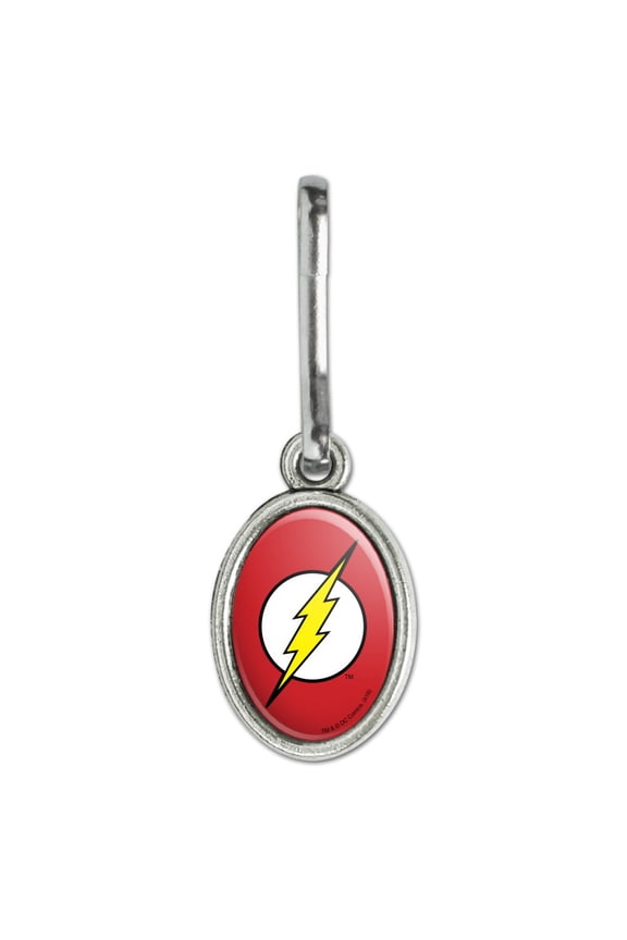 The Flash Lightning Bolt Logo Antiqued Oval Charm Clothes Purse Suitcase Backpack Zipper Pull Aid