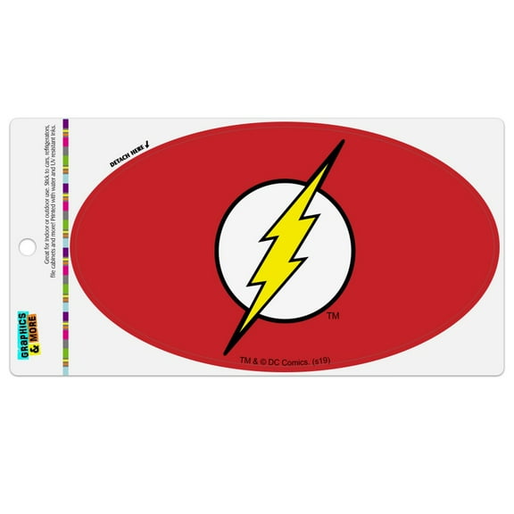 The Flash Lightning Bolt Logo Automotive Car Refrigerator Locker Vinyl Euro Oval Magnet