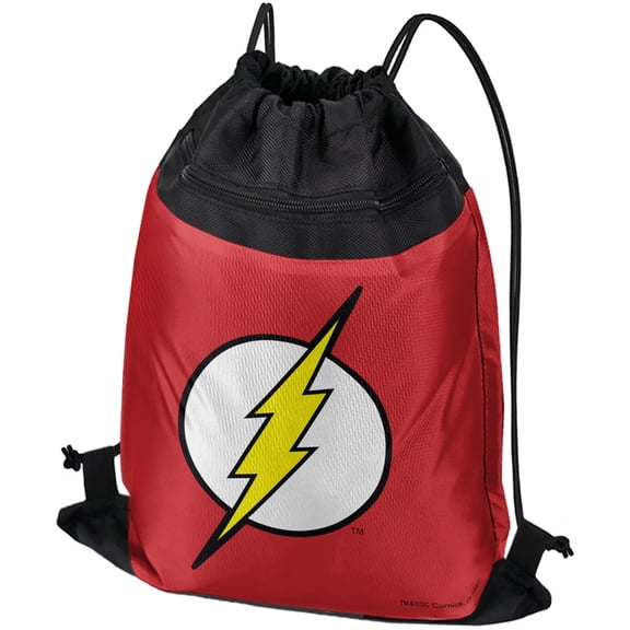 The Flash Lightning Bolt Logo Drawstring Backpack Sports Bag Sackpack 17" x 13", Perfect for Gym, Yoga or Practice
