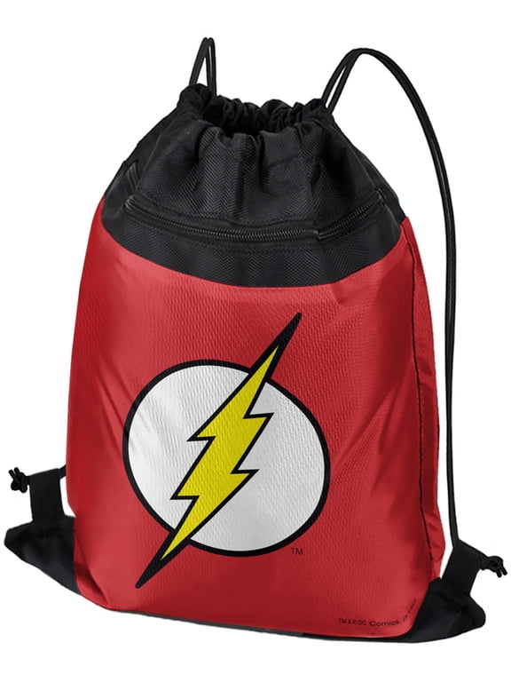 The Flash Lightning Bolt Logo Drawstring Backpack Sports Bag Sackpack 17" x 13", Perfect for Gym, Yoga or Practice