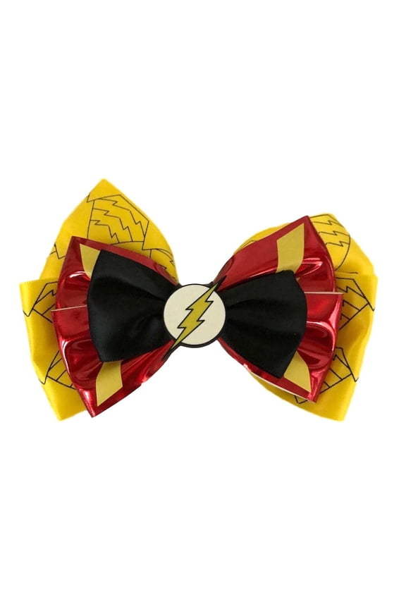 The Flash Lightning Bolt Logo Hair Bow / Bow Tie Comic Book Fan Apparel Accessory