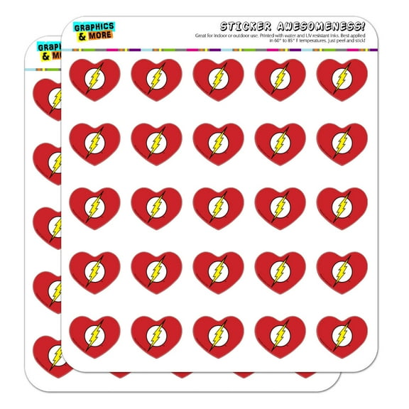 The Flash Lightning Bolt Logo Heart Shaped Planner Calendar Scrapbook Craft Stickers