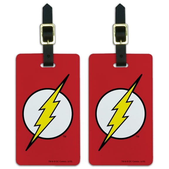 The Flash Lightning Bolt Logo Luggage ID Tags Suitcase Carry-On Cards - Set of 2