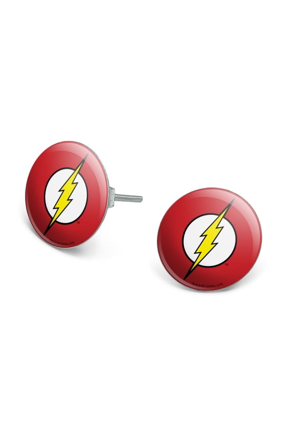 The Flash Lightning Bolt Logo Novelty Silver Plated Stud Earrings