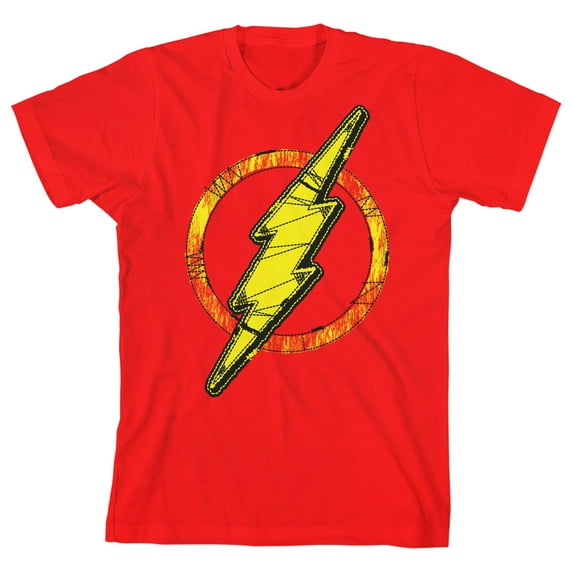 The Flash Lightning Bolt Logo Youth Red Graphic Tee-Large