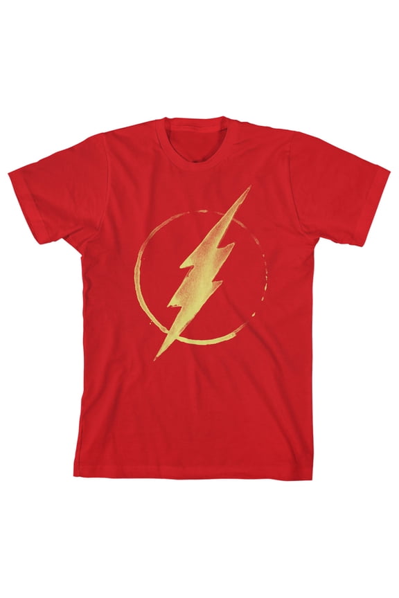 The Flash Lightning Bolt Logo Youth Red Graphic Tee-Medium