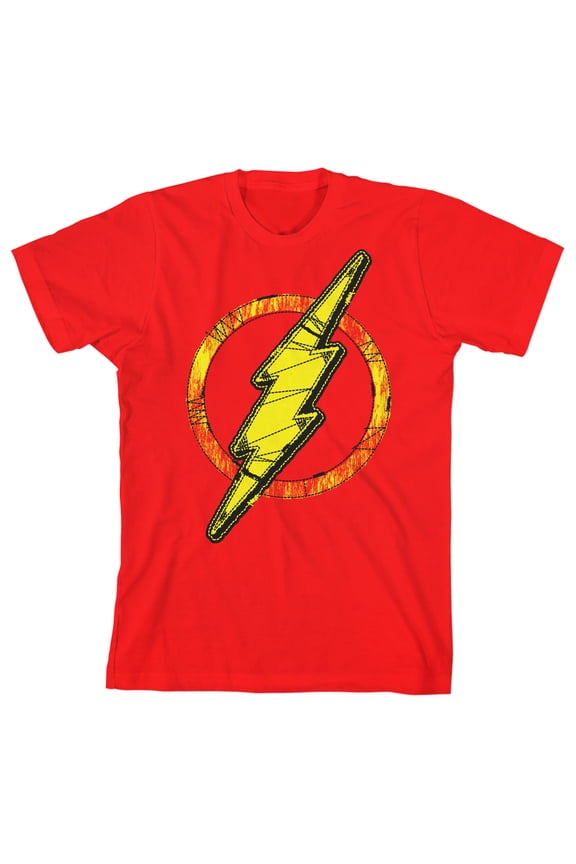 The Flash Lightning Bolt Logo Youth Red Graphic Tee-Small