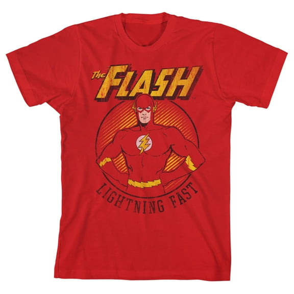 The Flash Lightning Fast Character Youth Red Graphic Tee-Large
