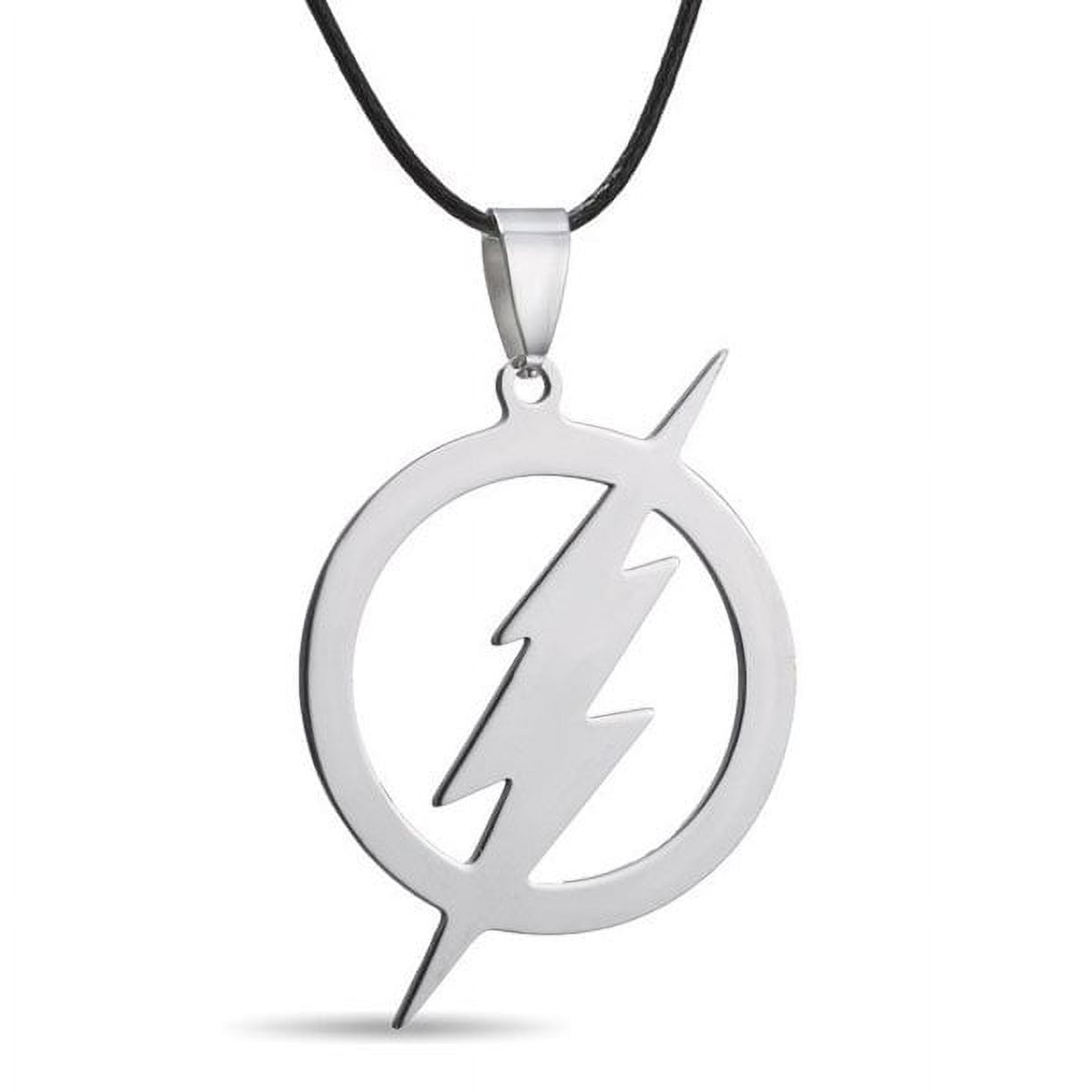 Superhero Flash Lightning Bolt Pendant Necklace - Stainless Steel Silver Color, For Fans & Collectors - View #11