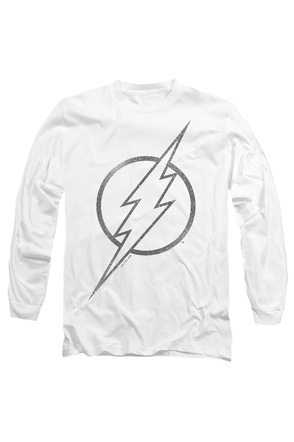 The Flash Line Logo 1 Unisex Adult Long-Sleeve T Shirt,White, Large