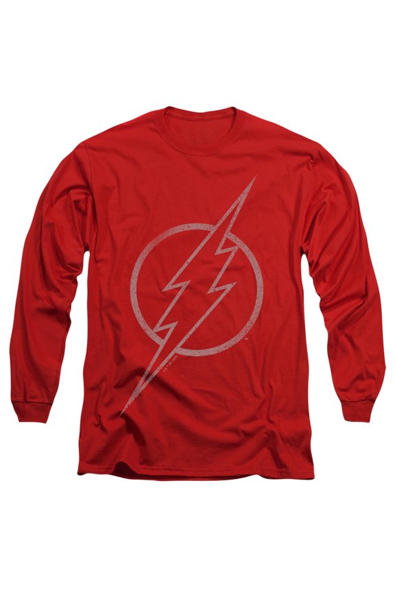The Flash Line Logo 3 Unisex Adult Long-Sleeve T Shirt,Red, 2X-Large