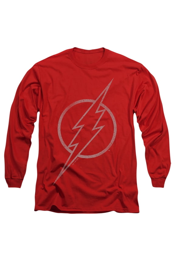 The Flash Line Logo 3 Unisex Adult Long-Sleeve T Shirt,Red, Large