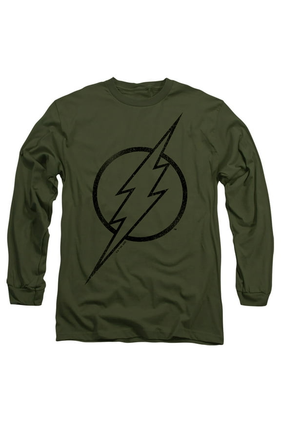 The Flash Line Logo 4 Unisex Adult Long-Sleeve T Shirt,Military Green, 3X-Large