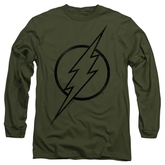 The Flash Line Logo 4 Unisex Adult Long-Sleeve T Shirt,Military Green, X-Large