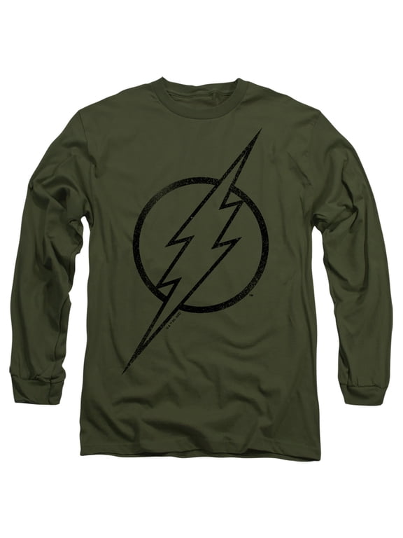 The Flash Line Logo 4 Unisex Adult Long-Sleeve T Shirt,Military Green, X-Large