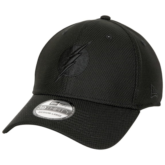 The Flash Logo Black on Black Colorway New Era 39Thirty Fitted Hat-Medium/Large