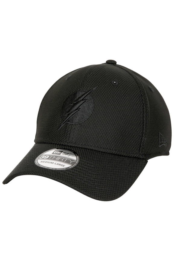 The Flash Logo Black on Black Colorway New Era 39Thirty Fitted Hat-Small/Medium