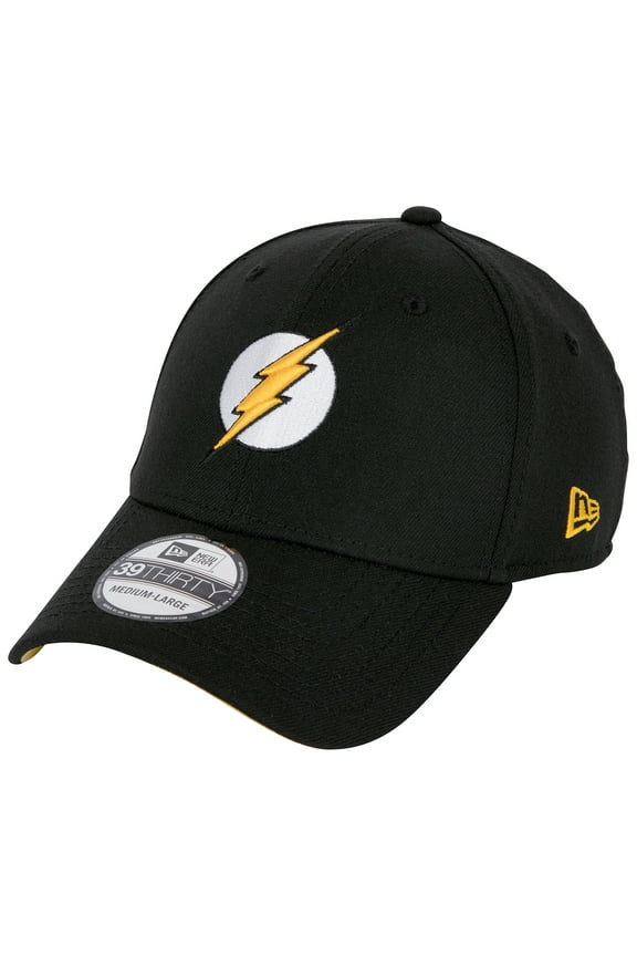 The Flash Logo DC Comics Black Colorway New Era 39Thirty Fitted Hat-Medium/Large