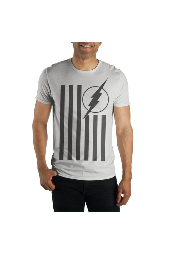 The Flash Logo Flag White T-shirt For Men-Small