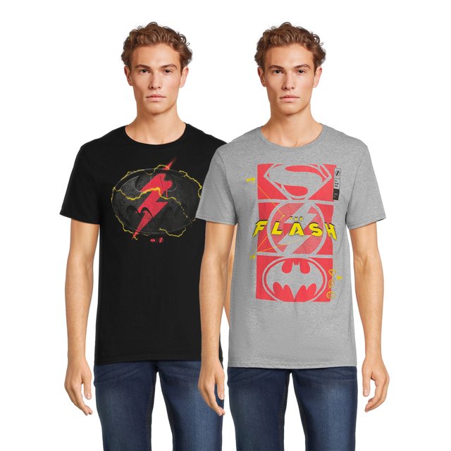 The Flash Men’s and Big Men’s Graphic TShirts, 2Pack, Size S5XL