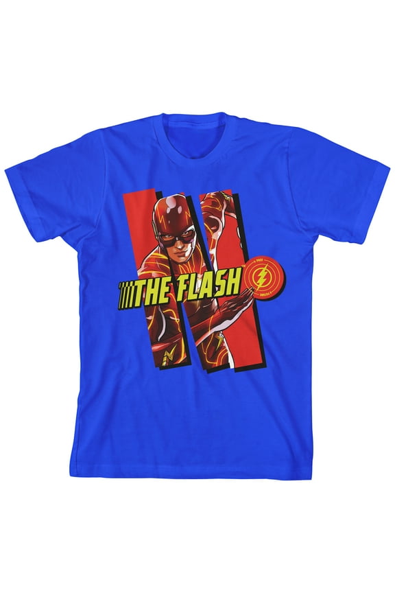 The Flash Movie Boxed-In Flash Logo Boy's Royal Blue T-shirt-Large