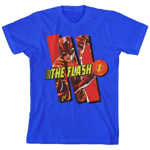 The Flash Movie Boxed-In Flash Logo Boy's Royal Blue T-shirt-XS