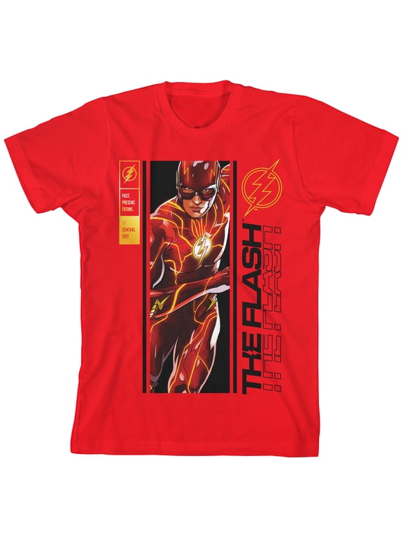 The Flash Movie Boxed-In Superhero Boy's Red T-shirt-XS