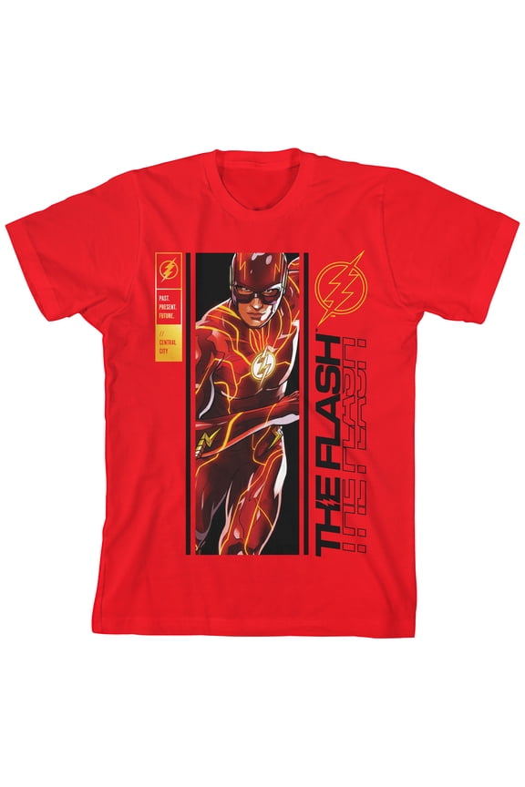 The Flash Movie Boxed-In Superhero Boy's Red T-shirt-XS