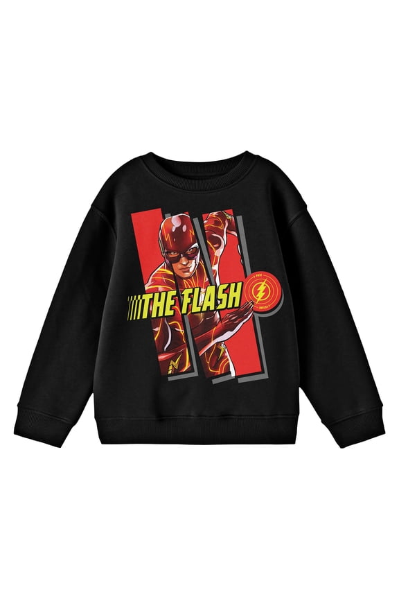 The Flash Movie Character Art Youth Black Sweatshirt-XS