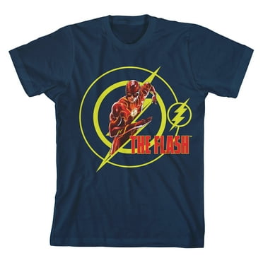 The Flash Movie Character and Logo Boys Navy T-Shirt-Medium