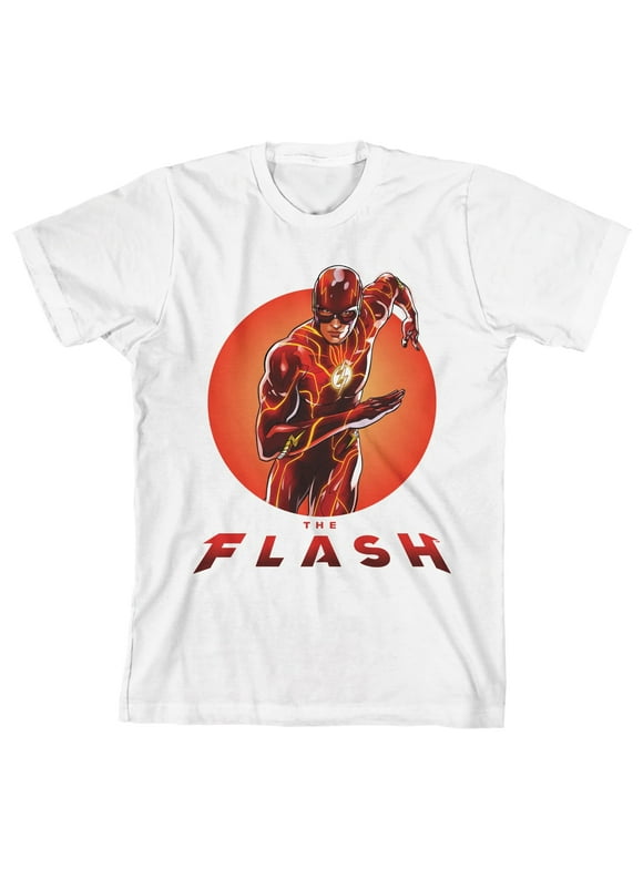 The Flash Movie Classic Superhero Youth White Graphic Tee-XL