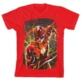 thumbnail image 1 of The Flash Movie Distressed Edges Character Key Art Crew Neck Short Sleeve Red Boy's T-shirt-XS, 1 of 4