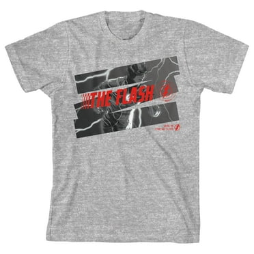 The Flash Movie Running in Lightning Youth Heather Gray Graphic Tee