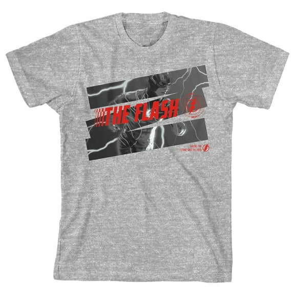 The Flash Movie Running in Lightning Youth Heather Gray Graphic Tee