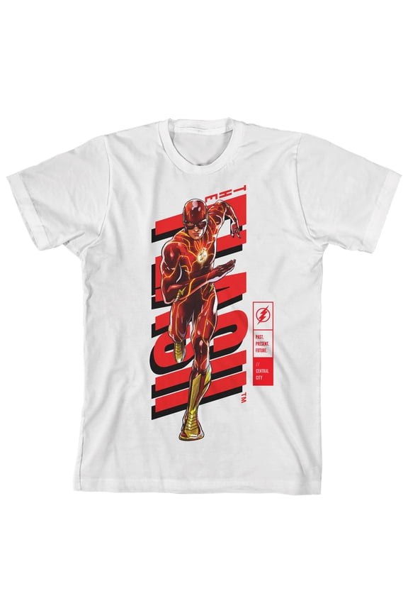 The Flash Movie Speed Run Boy's White T-shirt-XS