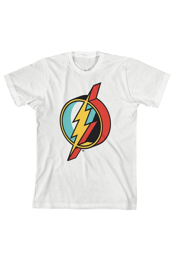 The Flash Multi-Colored Logo Youth White Graphic Tee-L