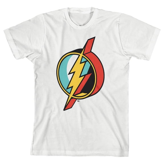 The Flash Multi-Colored Logo Youth White Graphic Tee-S