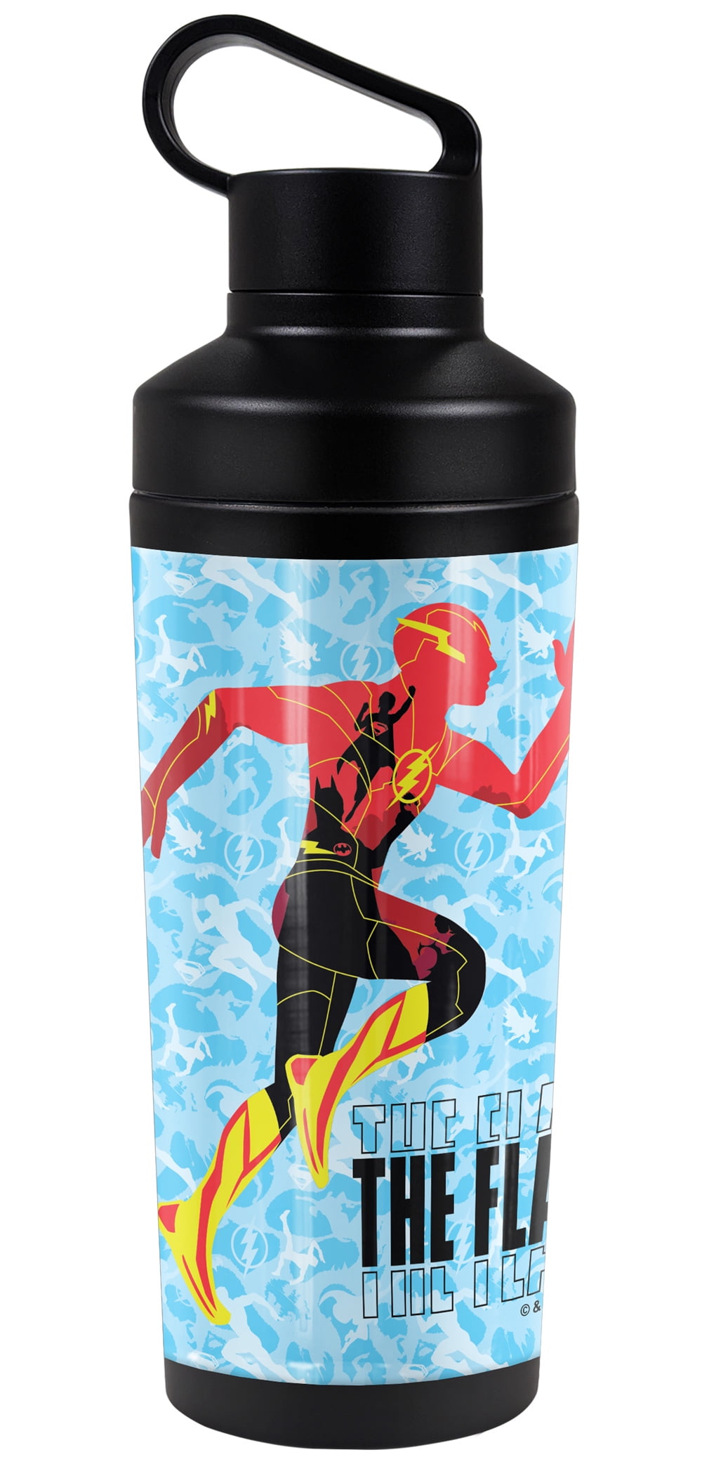 The Flash Official Batman Supergirl Silhouette 18 oz Insulated Water Bottle, Leak Resistant, Vacuum Insulated Stainless Steel with 2-in-1 Loop Cap