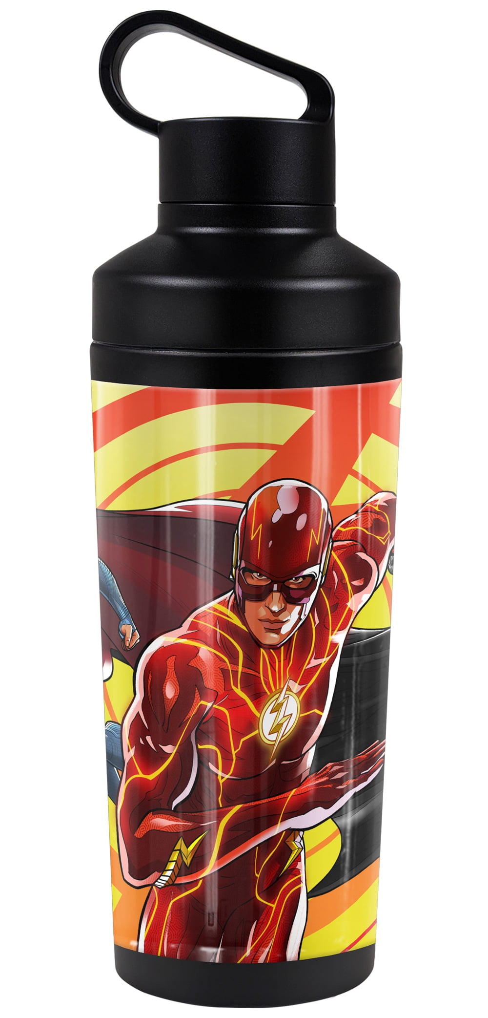The Flash Official Batman Supergirl Team Up 18 oz Insulated Water Bottle, Leak Resistant, Vacuum Insulated Stainless Steel with 2-in-1 Loop Cap