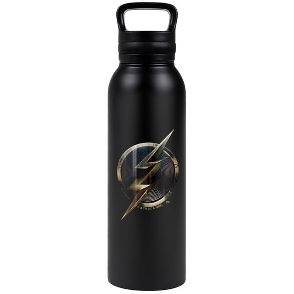 The Flash Official Logo 24 oz Insulated Canteen Water Bottle, Leak Resistant, Vacuum Insulated Stainless Steel with Loop Cap, Black