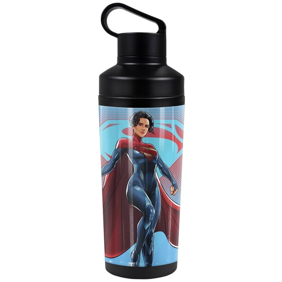 The Flash Official Supergirl Coming At Ya 18 oz Insulated Water Bottle, Leak Resistant, Vacuum Insulated Stainless Steel with 2-in-1 Loop Cap