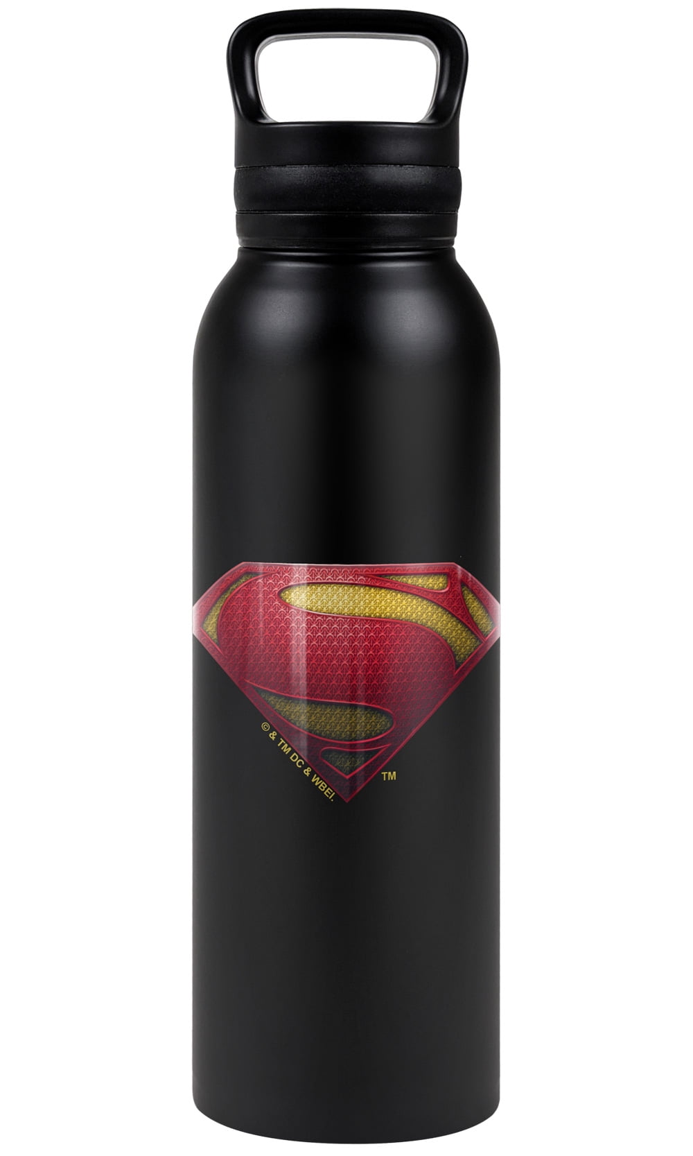 The Flash Official Supergirl Logo 24 oz Insulated Canteen Water Bottle, Leak Resistant, Vacuum Insulated Stainless Steel with Loop Cap, Black
