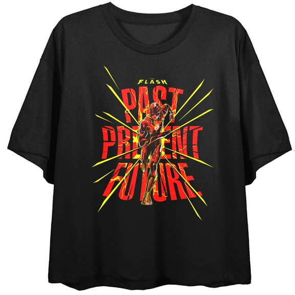 The Flash Past Present Future Women's Black Cropped Tee-XS
