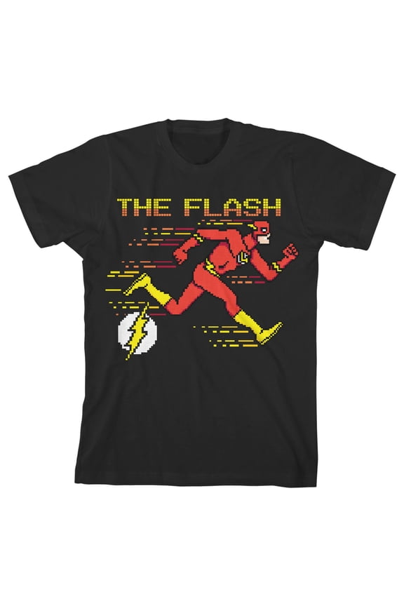 The Flash Pixel Art Youth Black Graphic Tee-XS
