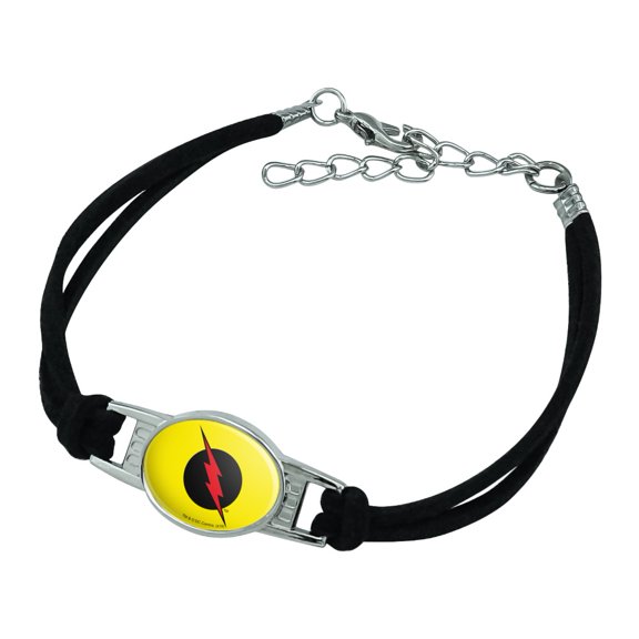 The Flash Reverse Flash Logo Novelty Suede Leather Metal Bracelet