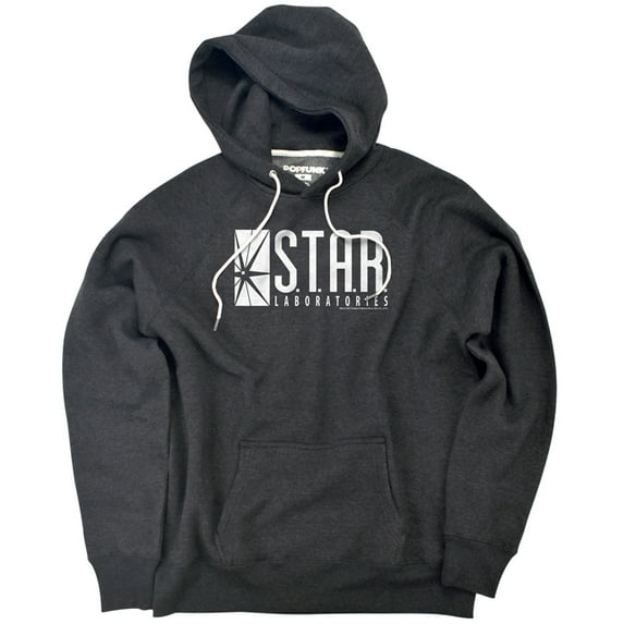 The Flash S.T.A.R. Labs Logo Unisex Adult Slim Fit Pull-Over Heather Hoodie, Charcoal, Medium