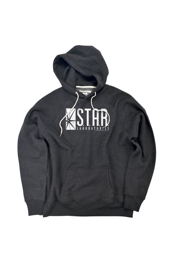 The Flash S.T.A.R. Labs Logo Unisex Adult Slim Fit Pull-Over Heather Hoodie, Charcoal, Small