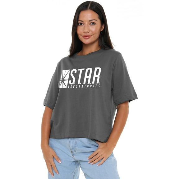 The Flash S.T.A.R. Women's Boxy Cropped T-Shirt Casual Graphic Tee