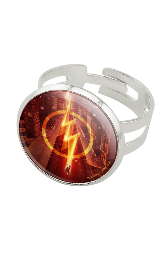 The Flash TV Series Lightning Streak Silver Plated Adjustable Novelty Ring